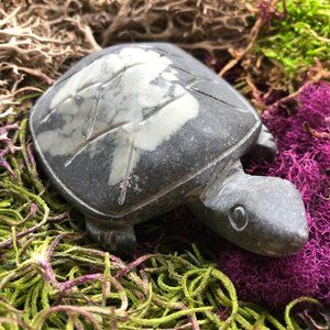 Chrysanthemum Stone Turtle carved crystal figurine